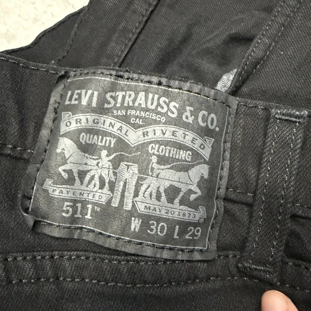 Levis 511 Jeans Mens 30x29 Black Slim Fit Stretch Denim Pants Workwear USA